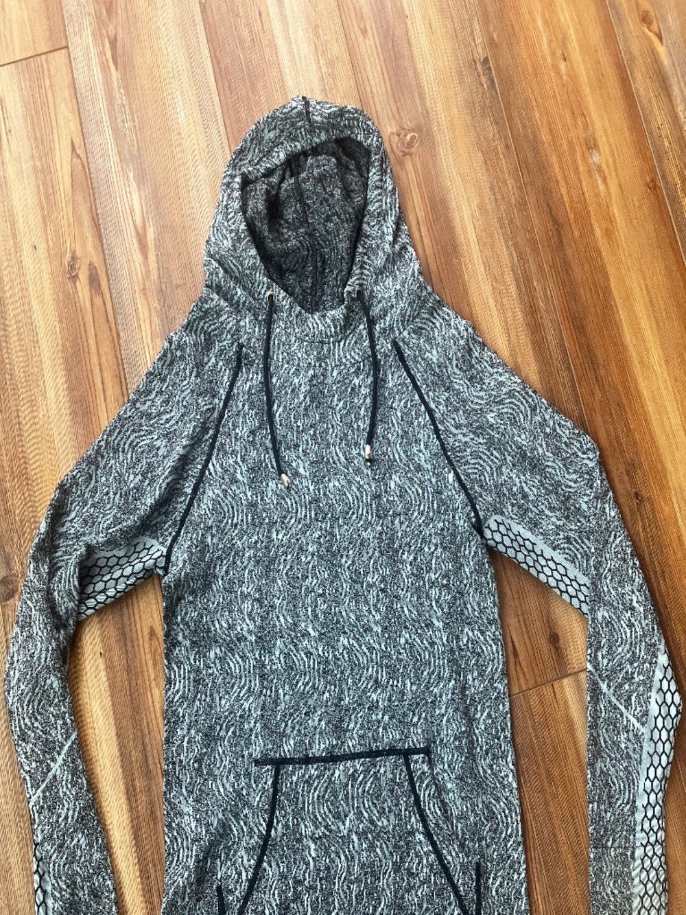 Soho Sport Blue/Gray/black Textured Athletic Stretch Hoodie Women’s Size M